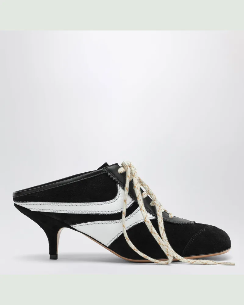 Dries van Noten Mules 65 aus schwarzem und weißem Wildleder und Leder Black