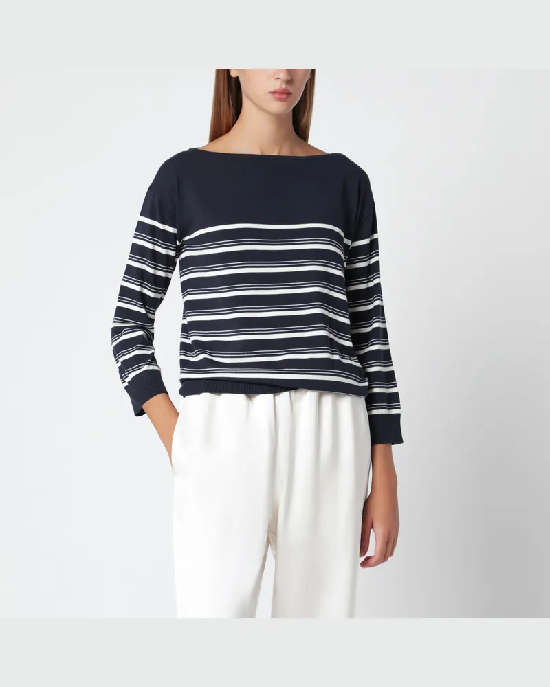 Max Mara Blau-weiß gestreifter Pullover Blue