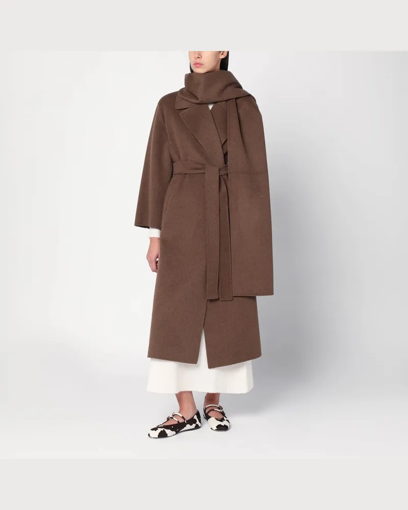 Max Mara Haselnussfarbener Wollmantel im Bademantelstil Braun