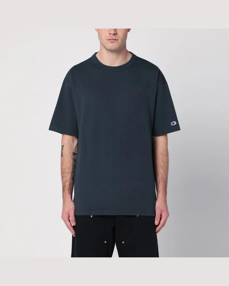 Champion Marinblaues T-Shirt mit Rundhalsausschnitt aus Baumwolle Blau