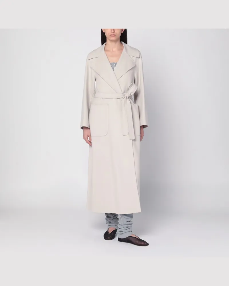 Max Mara Elfenbeinfarbener Mantel im Bademantelstil aus Wolle Weiß