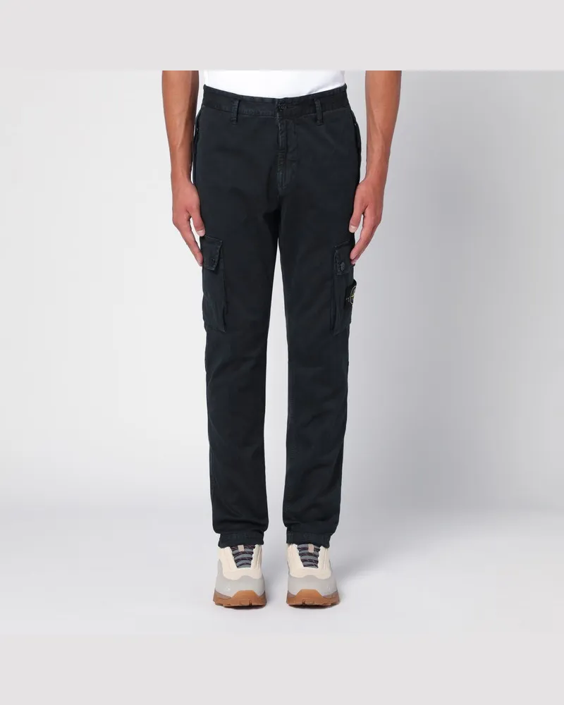 Stone Island Schwarze Hose aus Baumwolle mit Logo Schwarz