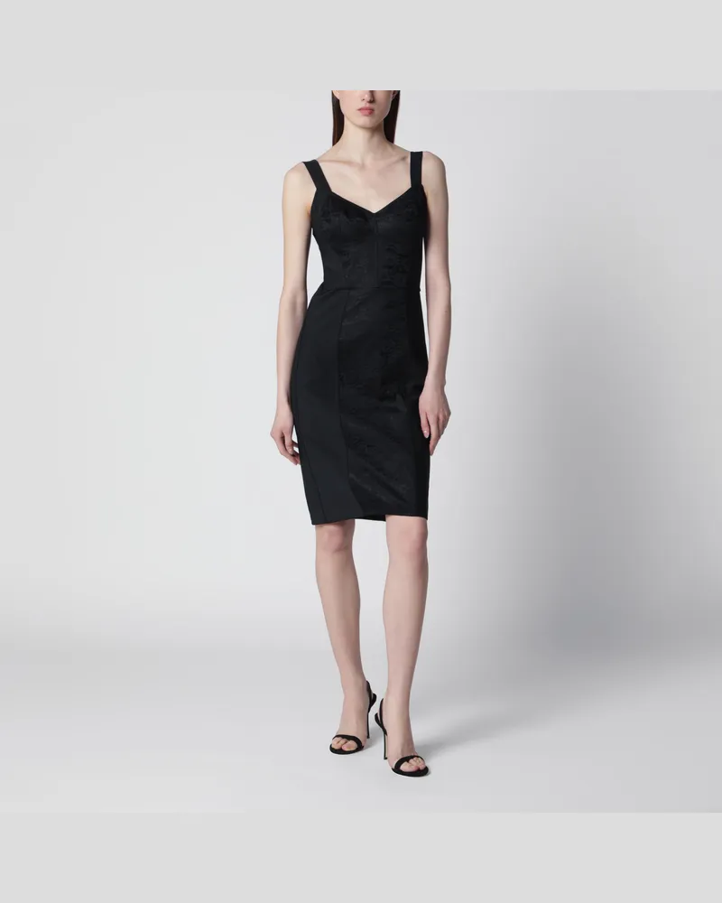 Dolce & Gabbana Schwarzes Etuikleid mit Spitzendetails Black