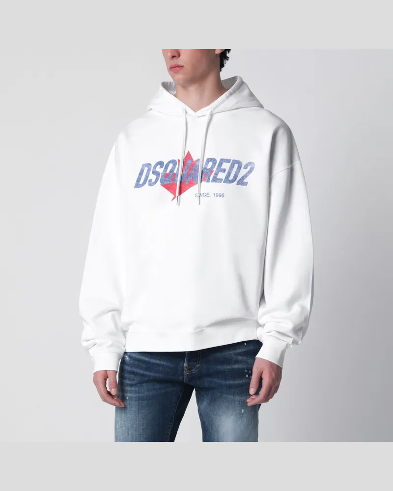 Dsquared2 Weißes Relaxed-Fit Sweatshirt mit Logo-Print White