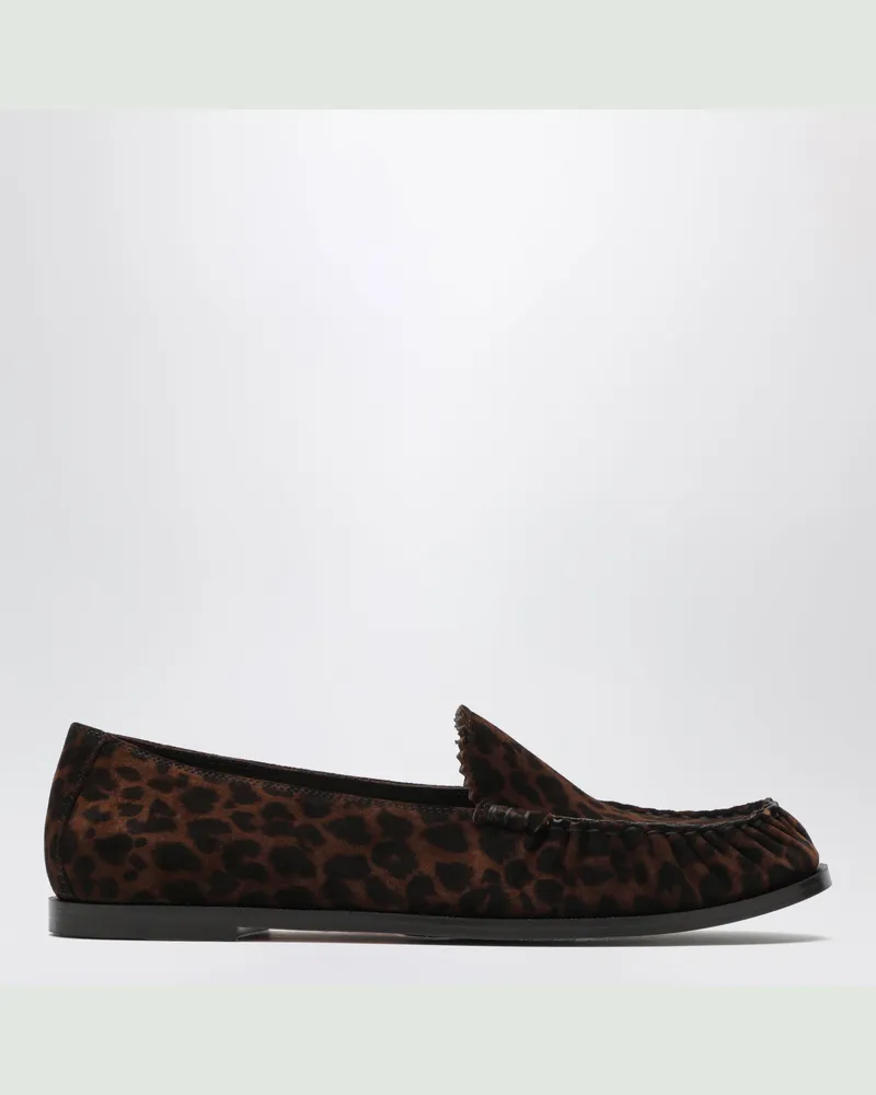Aquazzura Loafer aus Veloursleder mit Leopardenmuster Brown