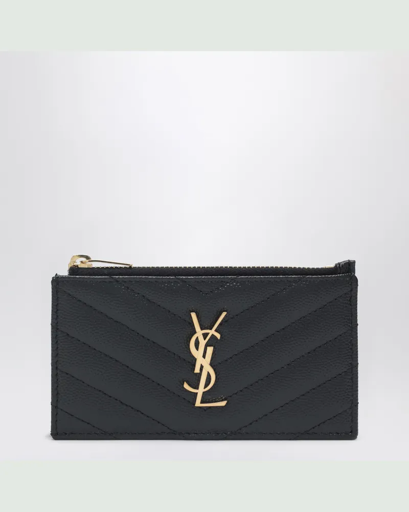 Saint Laurent Schwarzer gesteppter Cassandre Kartenhalter Black