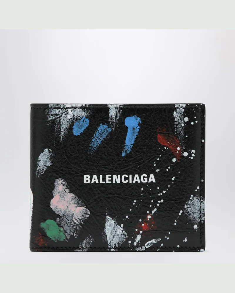 Balenciaga Cash-Geldbörse aus Leder mit „Painter's"-Motiv Black