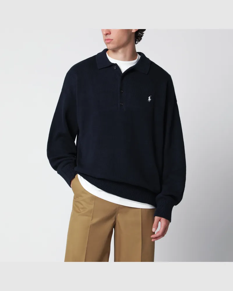 Ralph Lauren Marineblauer Polopullover mit Flaggenmotiv Blue