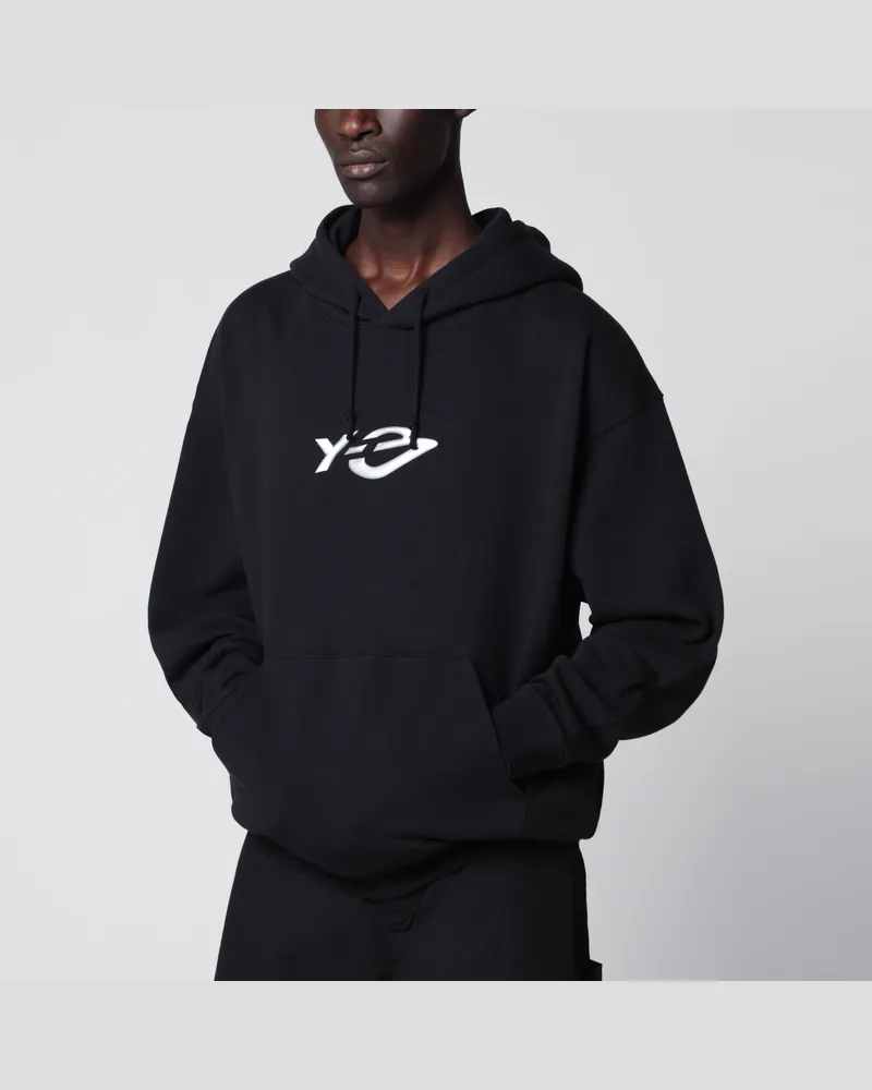 adidas Y-3 Hoodie aus French Terry in Schwarz mit Liquid-Logo Black