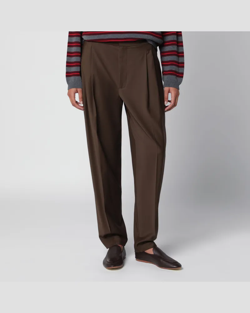 CORDERA Kastanienbraune Carrot-Hose aus Wolle Brown