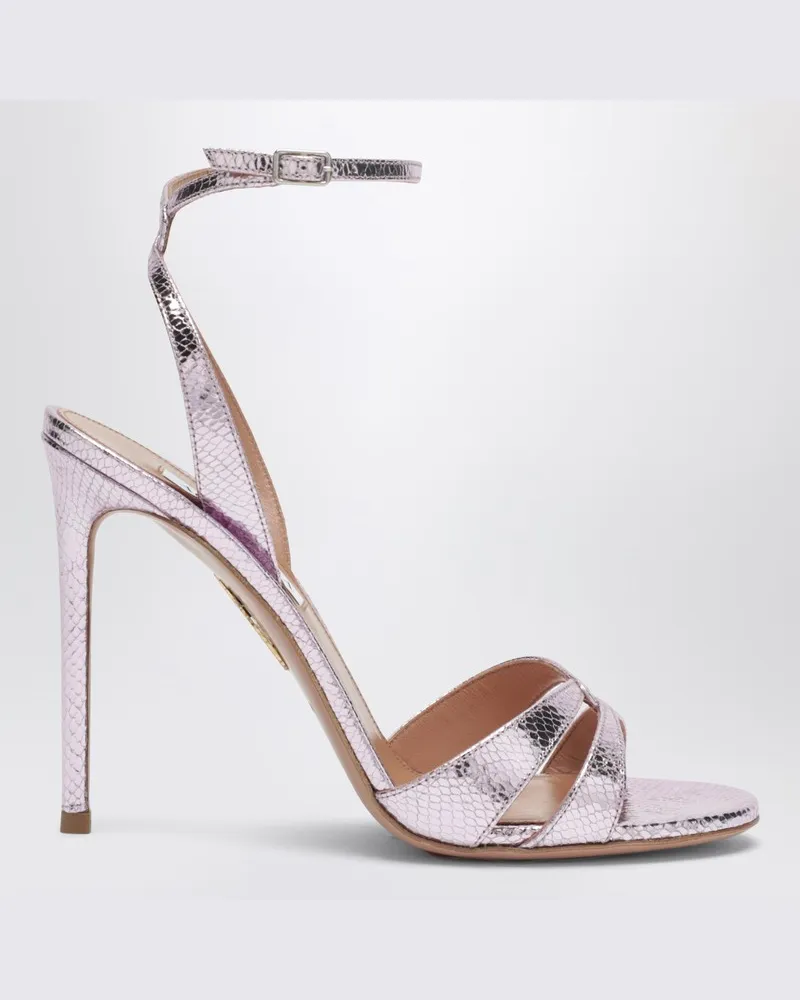 Aquazzura Sandalen You and I aus hellblauem Metallicleder Rosa
