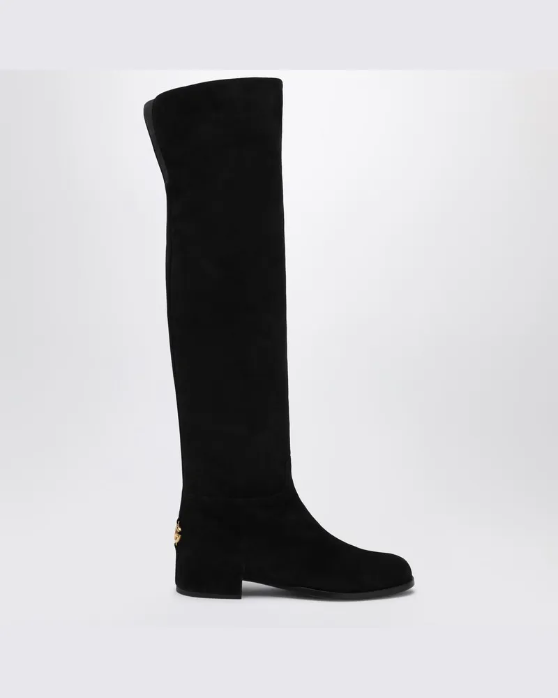 Dolce & Gabbana Hoher Wildlederstiefel schwarz Schwarz