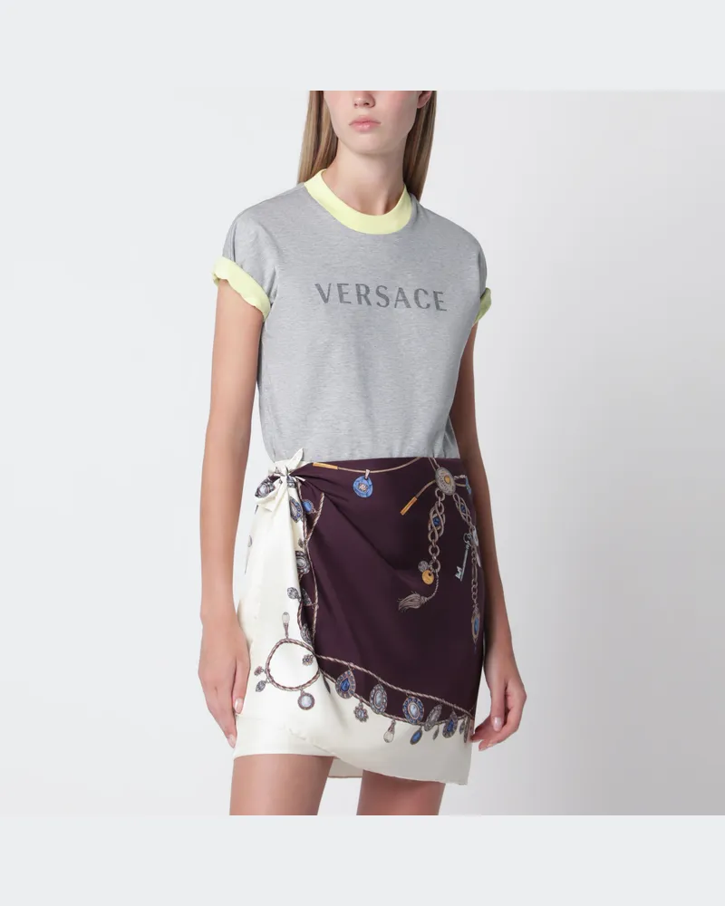Versace Wendbares T-Shirt aus grauem/gelbem Baumwolljersey Grey
