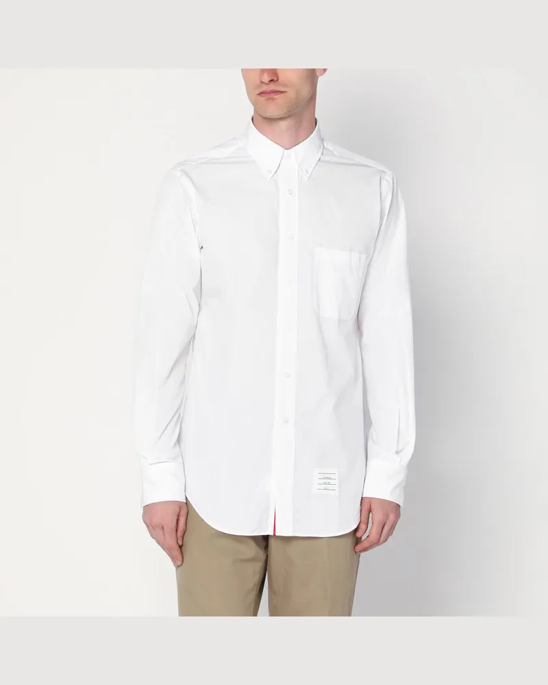 Thom Browne Weißes Button-Down-Hemd aus Baumwolle Weiß