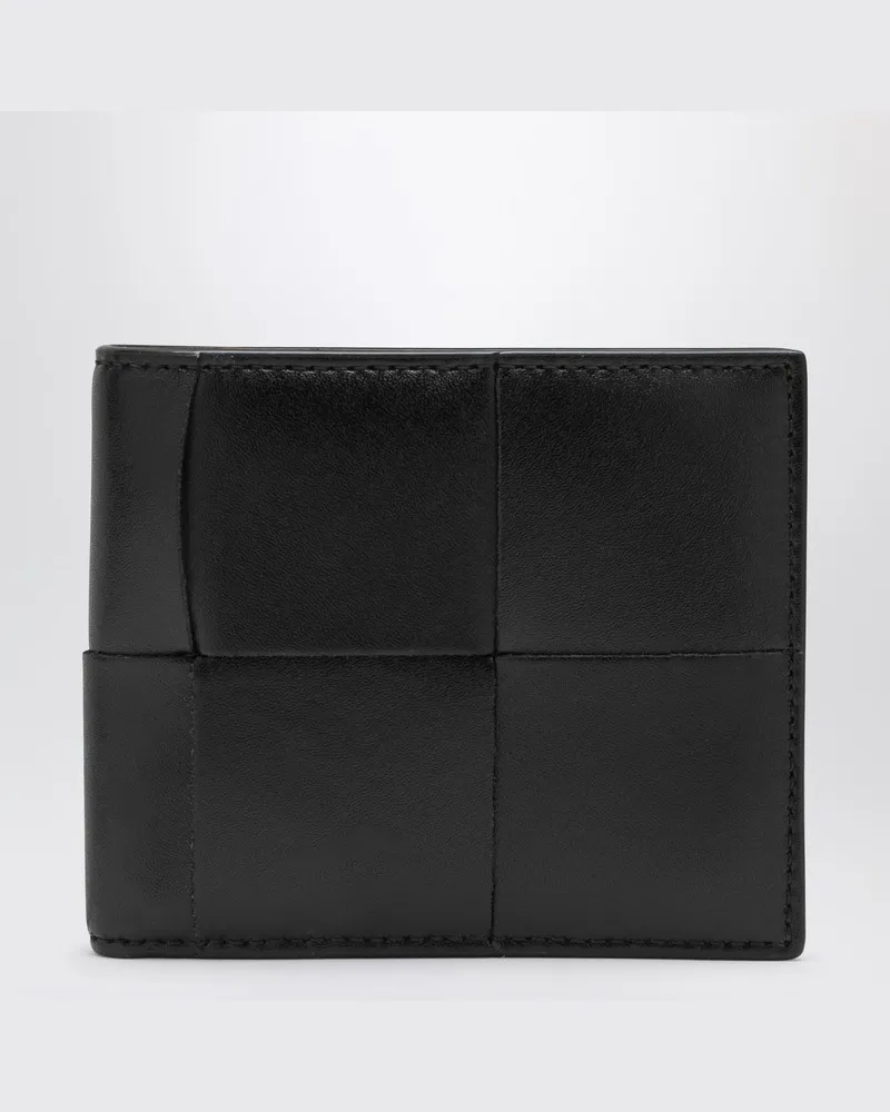 Bottega Veneta Schwarzes Cassette-Bi-Fold-Portemonnaie mit Münzfach Schwarz