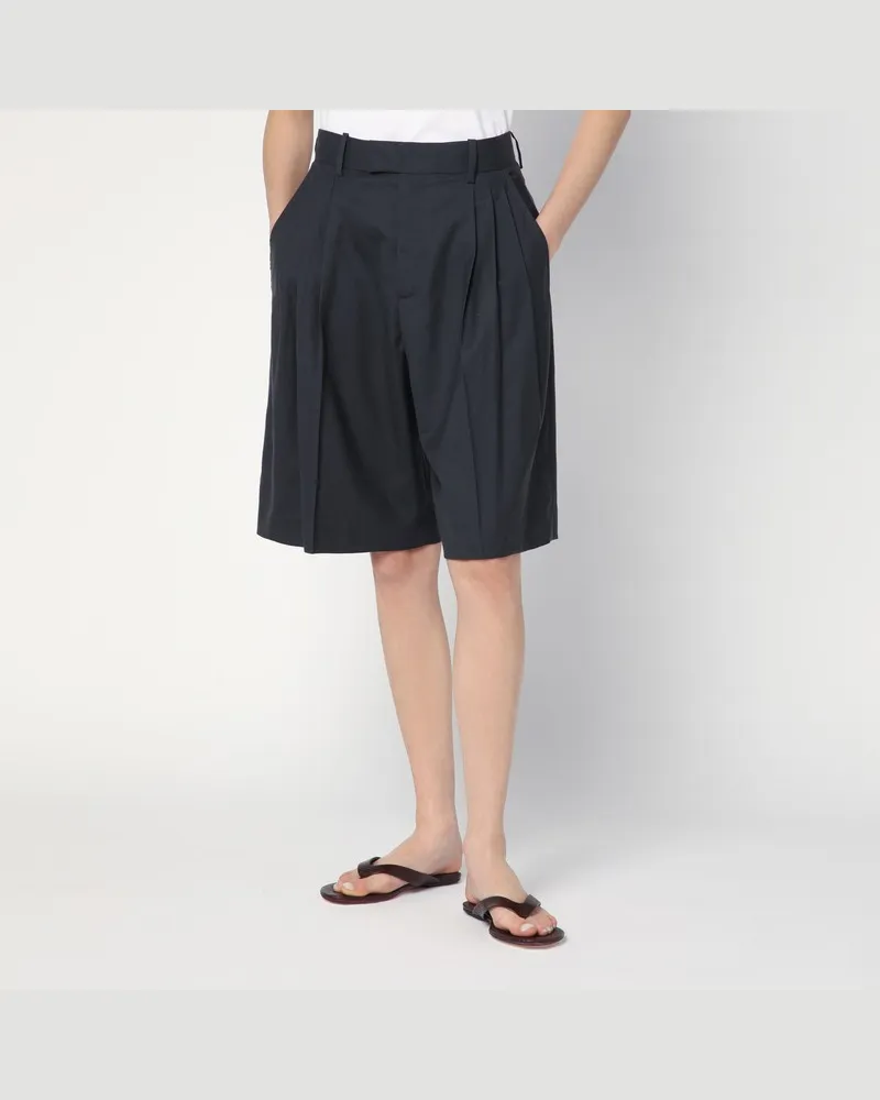 6397 Bermuda 3-Pleat grau asphaltiert aus Wolle Grau