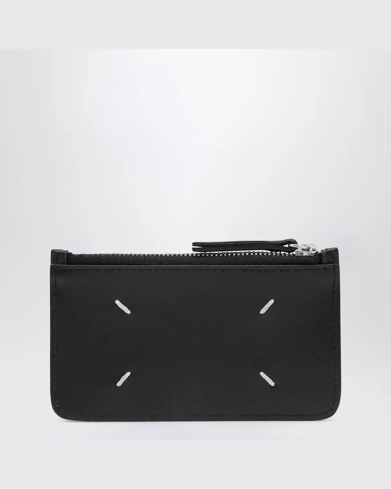 Maison Margiela Kartenetui mit Reißverschluss Four Stitches schwarz 