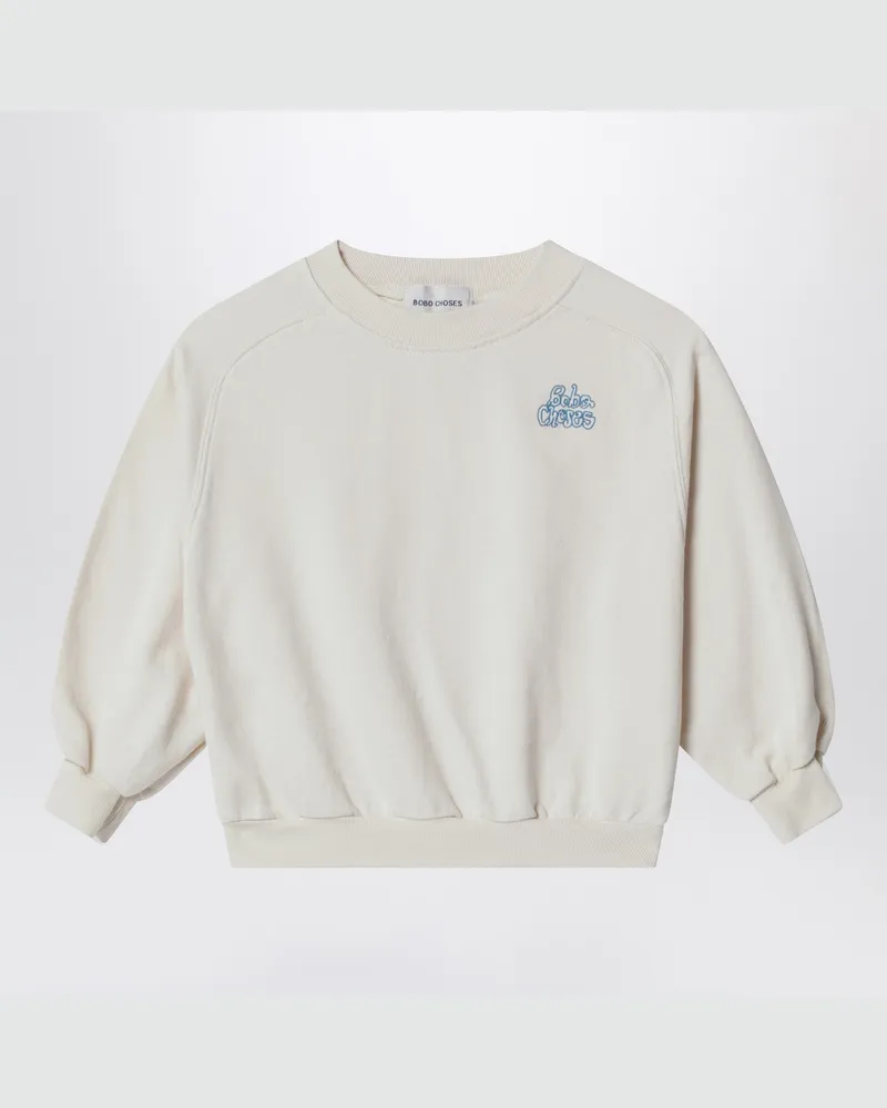 BOBO CHOSES Weiß meliertes Baumwoll-Sweatshirt mit Logo White
