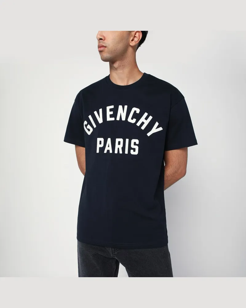 Givenchy Navy T-Shirt mit kurzen Ärmeln und Logo Blau
