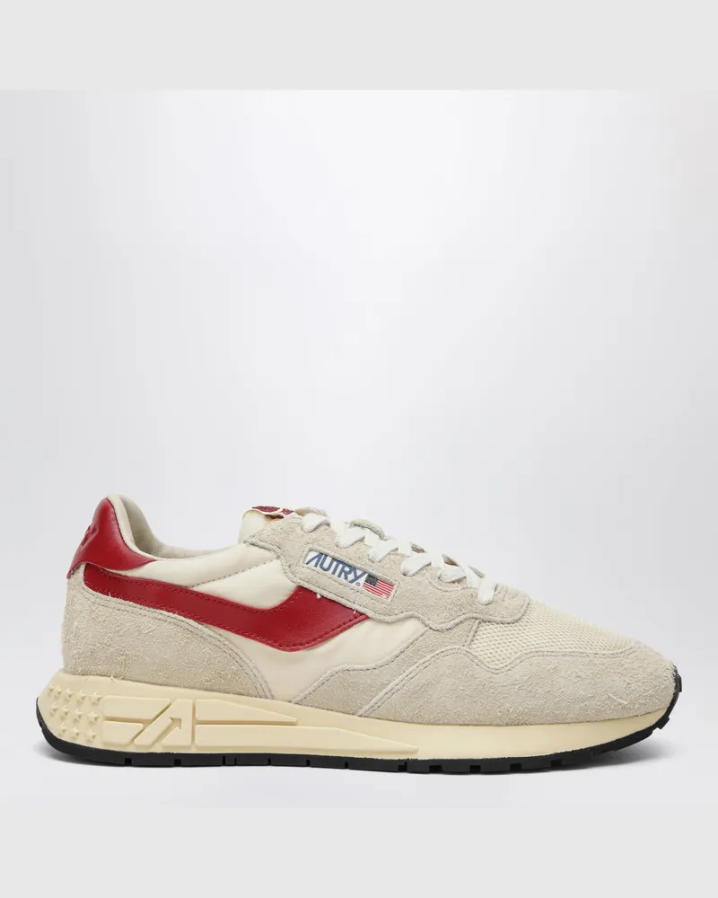 AUTRY Reelwind Low Sneakers aus Nylon und Wildleder in Ecru/Rot Beige