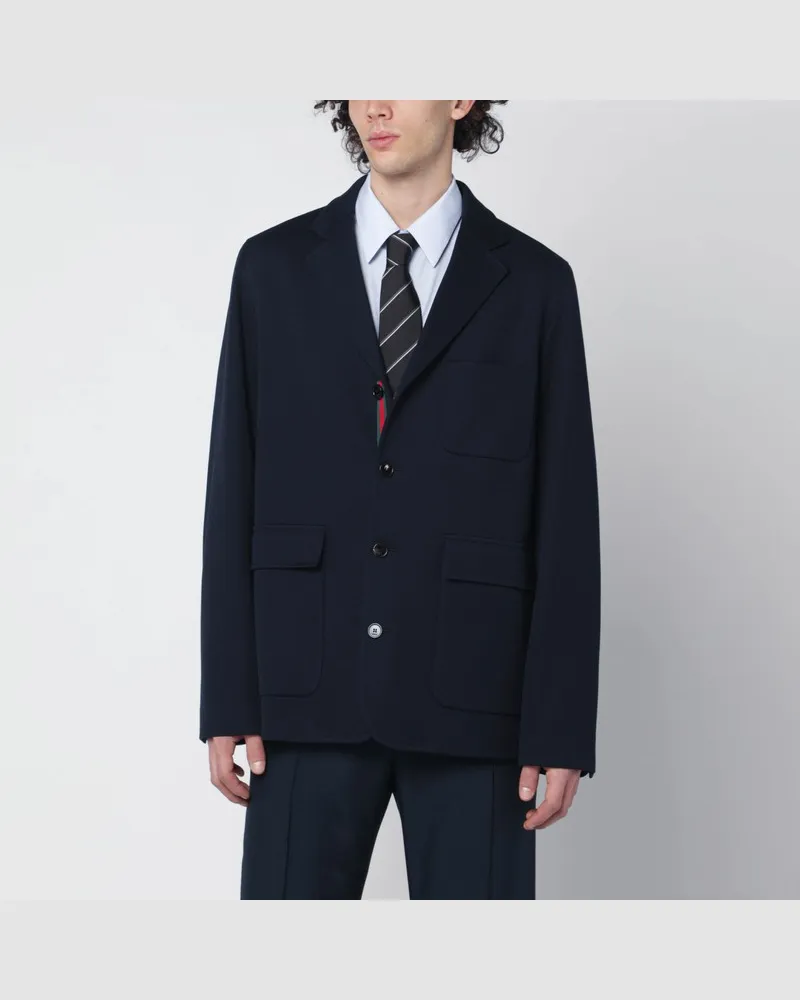 Gucci Blaue einreihige Jacke aus Baumwolljersey Grau
