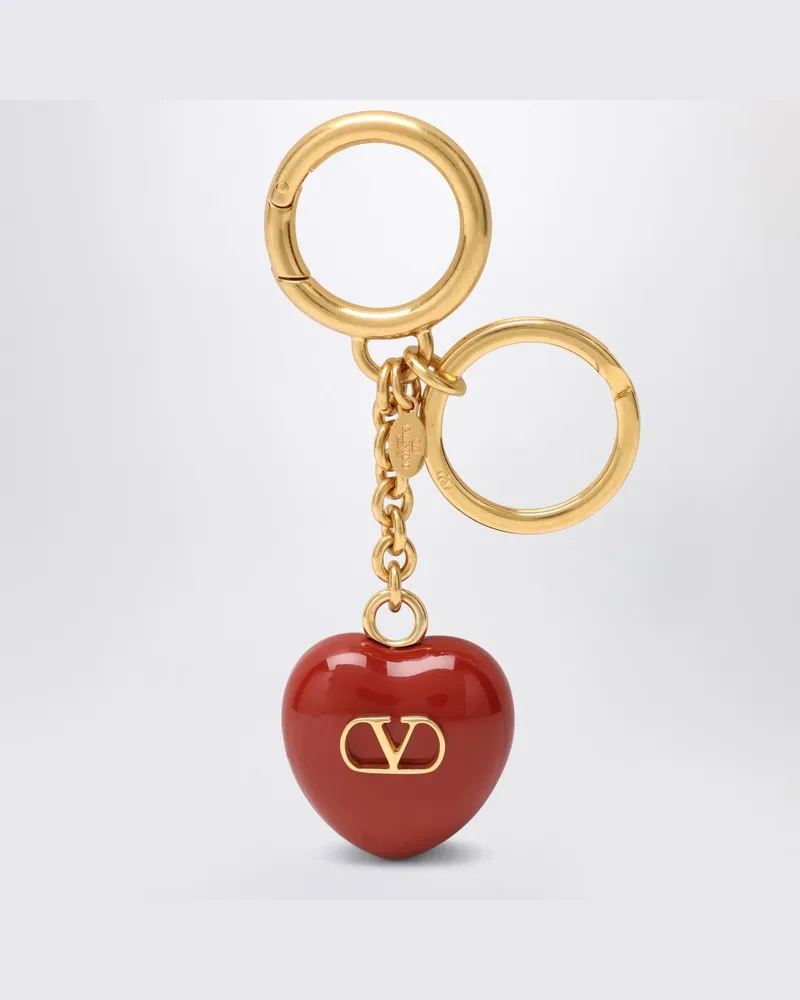 Valentino Garavani Taschenanhänger Coeur Royal in Rot Metallisch