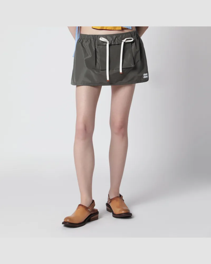 Miu Miu Tela Tec Minirock mit Fronttasche Green
