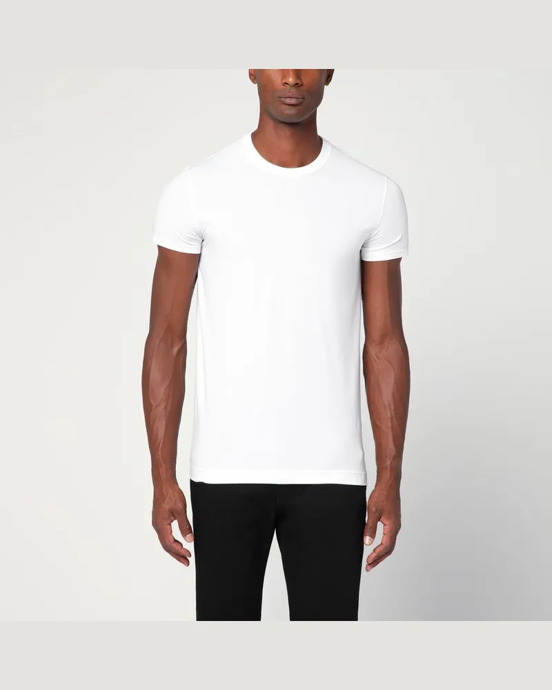 Dolce & Gabbana Weißes T-Shirt mit Logo-Stickerei Weiß