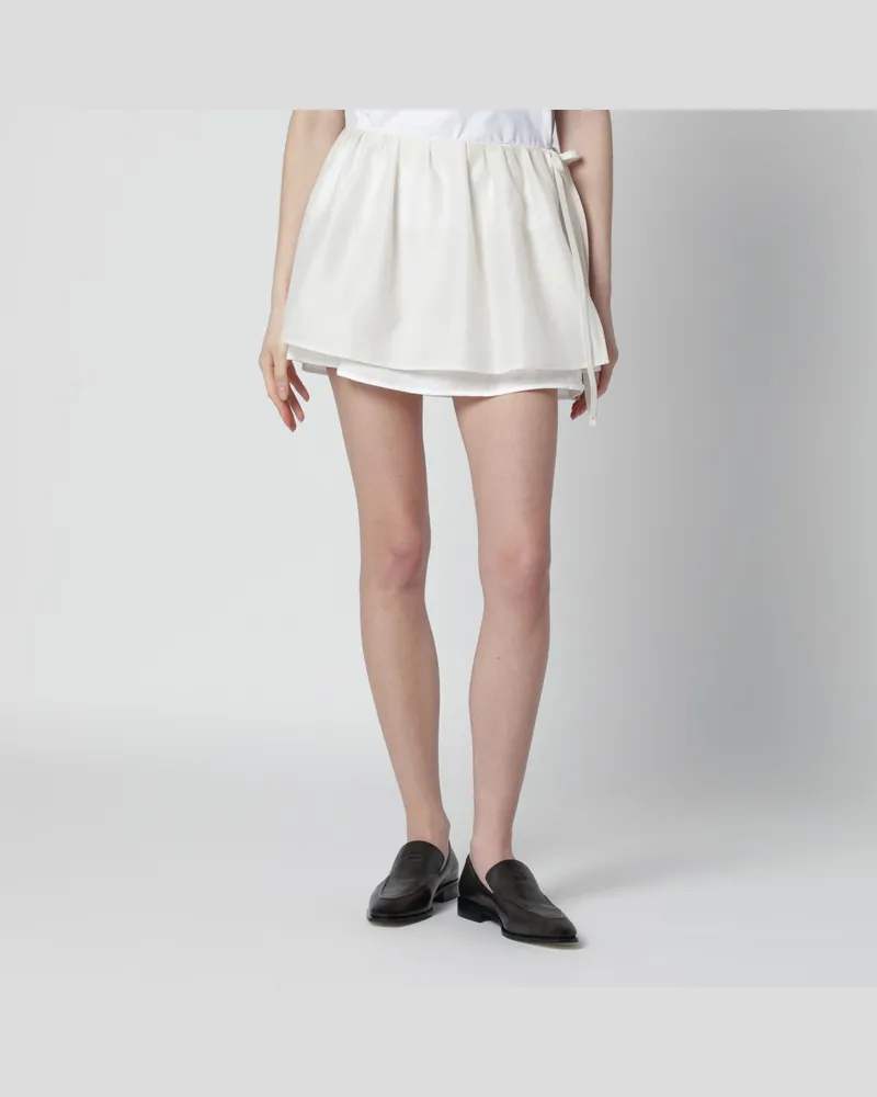 Dunst Cremefarbener Minirock mit überlappendem Panel 