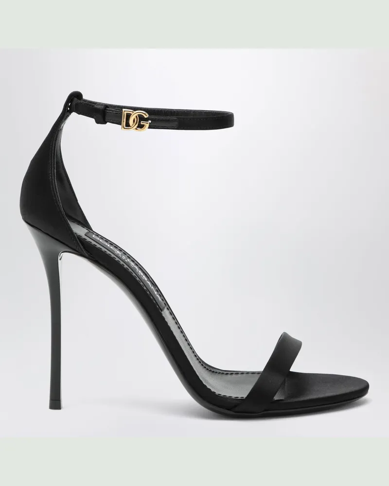 Dolce & Gabbana Keira-Sandale aus schwarzem Satin Black