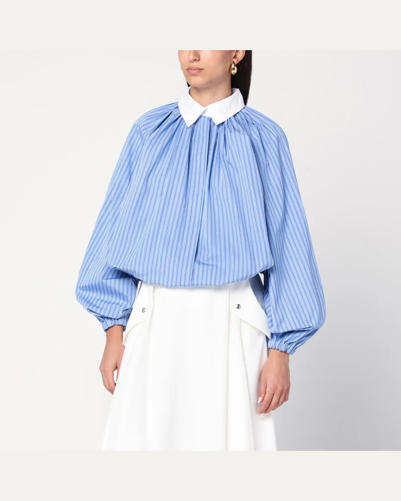 Patou Ballonärmel-Hemd in Hellblau gestreift Blue