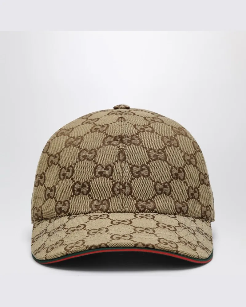 Gucci Baseballkappe aus beige/dunkelbraunem GG-Stoff Braun