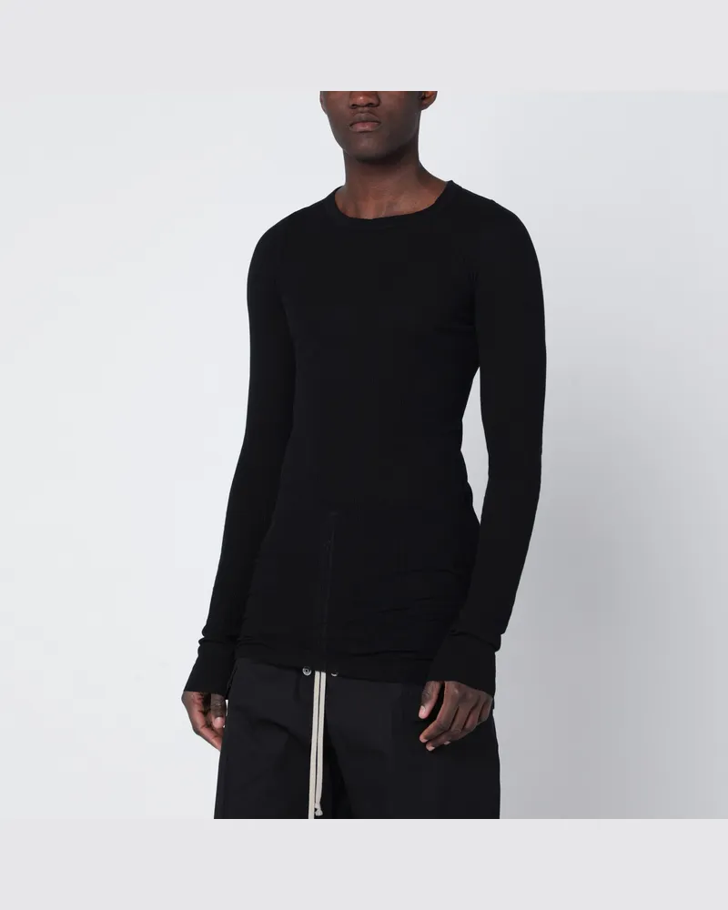 Rick Owens Schwarzes eng anliegendes Langarm-T-Shirt Black