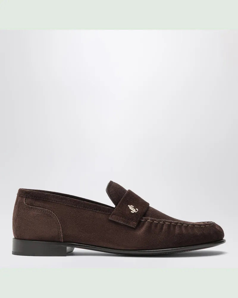 Jimmy Choo Loafer Ellis aus Veloursleder in Schokobraun Brown