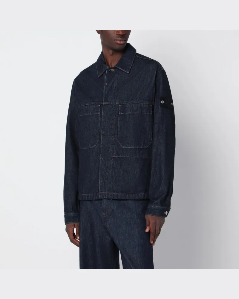 Stone Island Dunkelblaue Hemdjacke aus Denim Blue