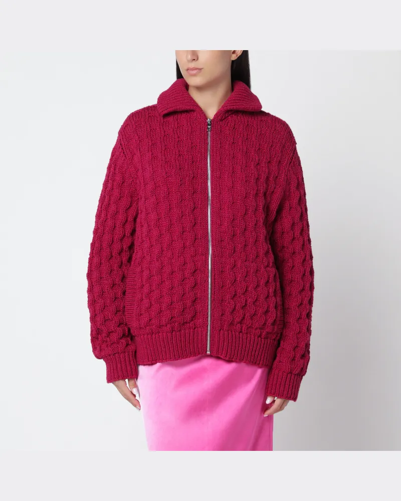 Prada Raspberry virgin wool cardigan Red