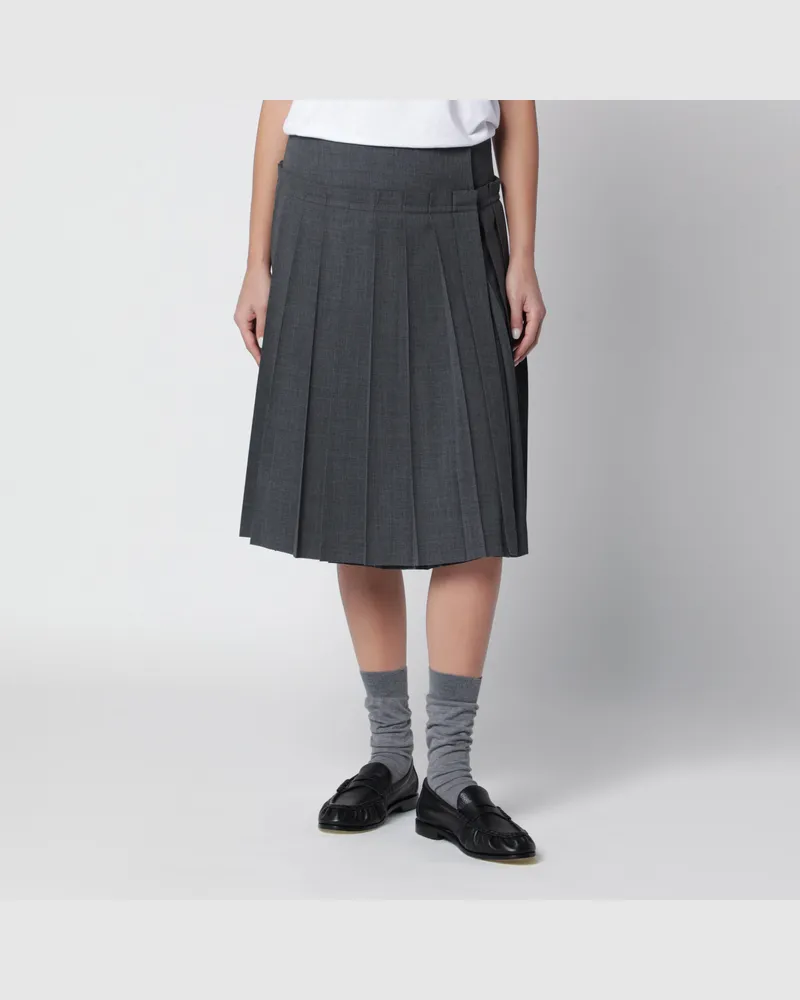 AMI Paris Carbongrauer plissierter rock aus Wolle Grey