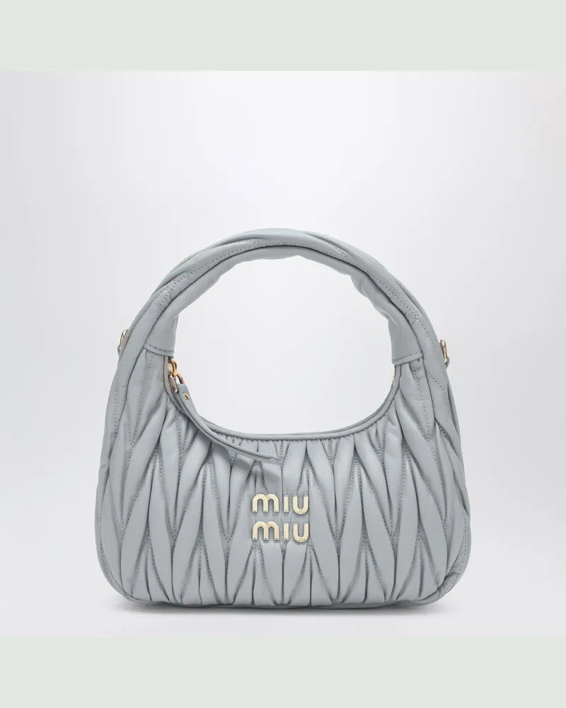 Miu Miu Kleine Miu Wander Tasche aus Matelassé-Leder in Perla Grey