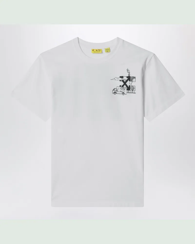 OFF-WHITE Weißes T-Shirt mit gesticktem Logo White
