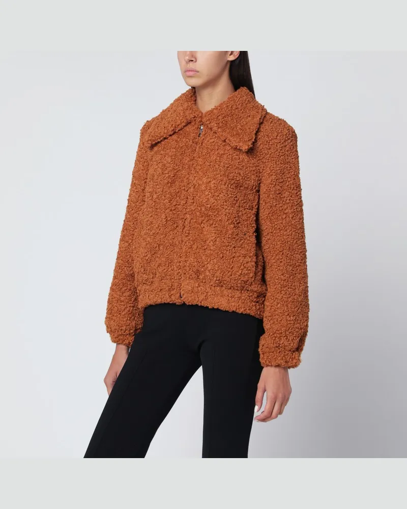 Patou Kürbisfarbene Bomberjacke aus Kunstpelz Orange