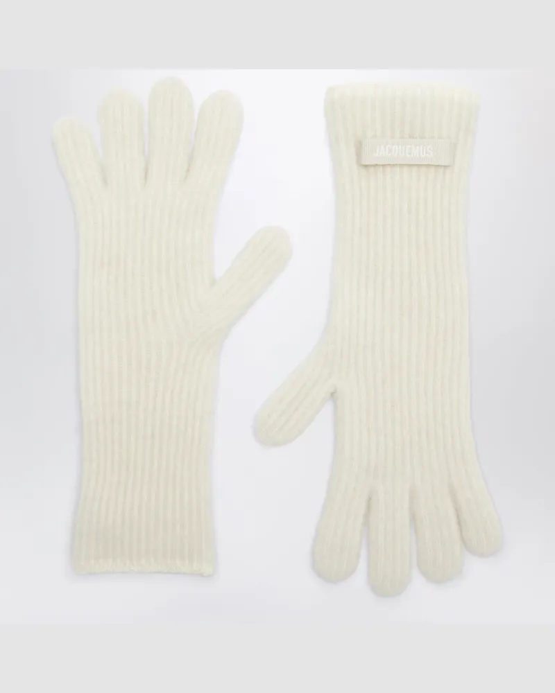 Jacquemus Weiße Gros Grain Handschuhe aus Alpakamischung White