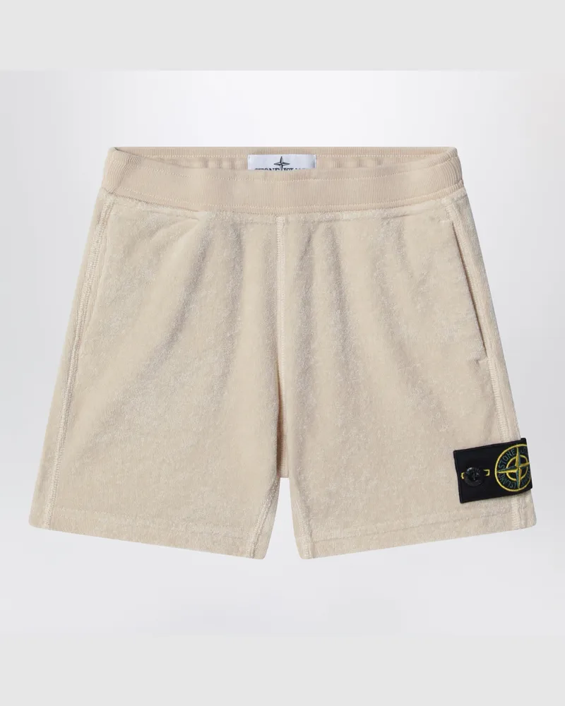 Stone Island Beige Shorts aus Chenille White