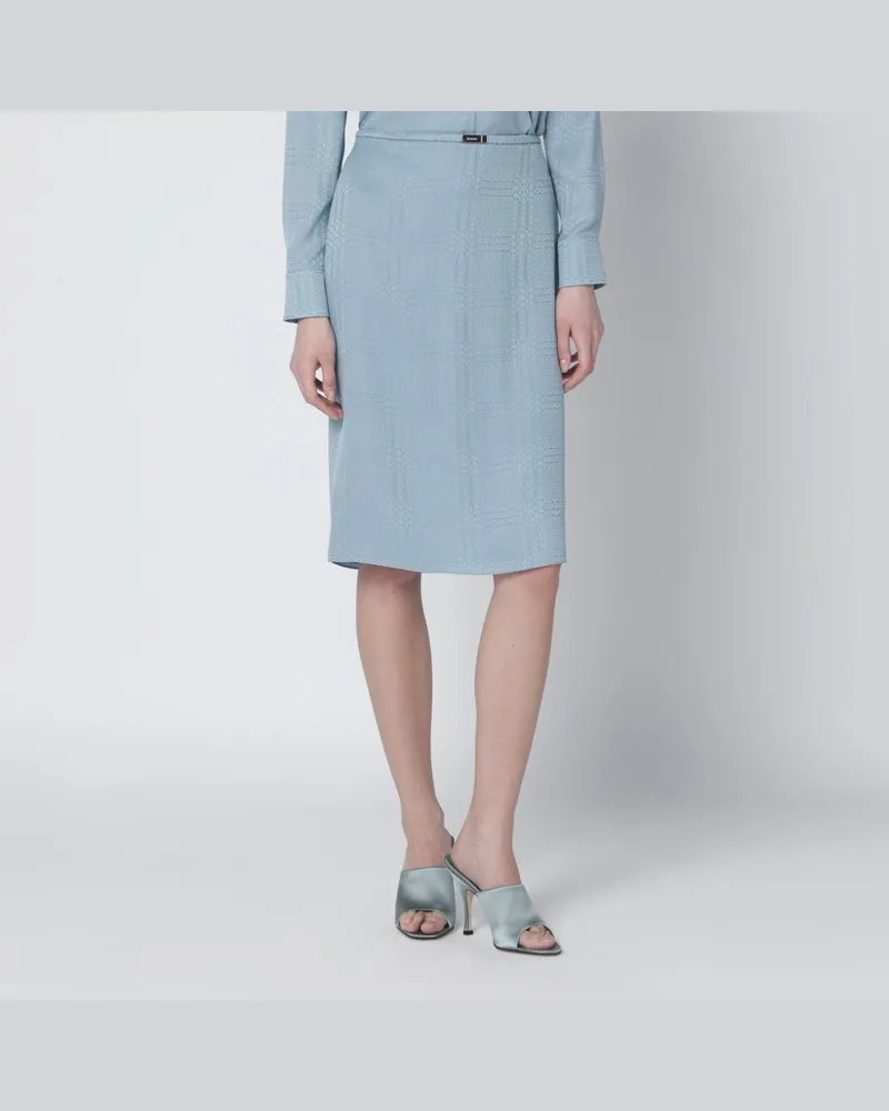 Gucci Hellblauer Seidenjacquard-Rock mit GG-Interlock-Motiv Hellblau