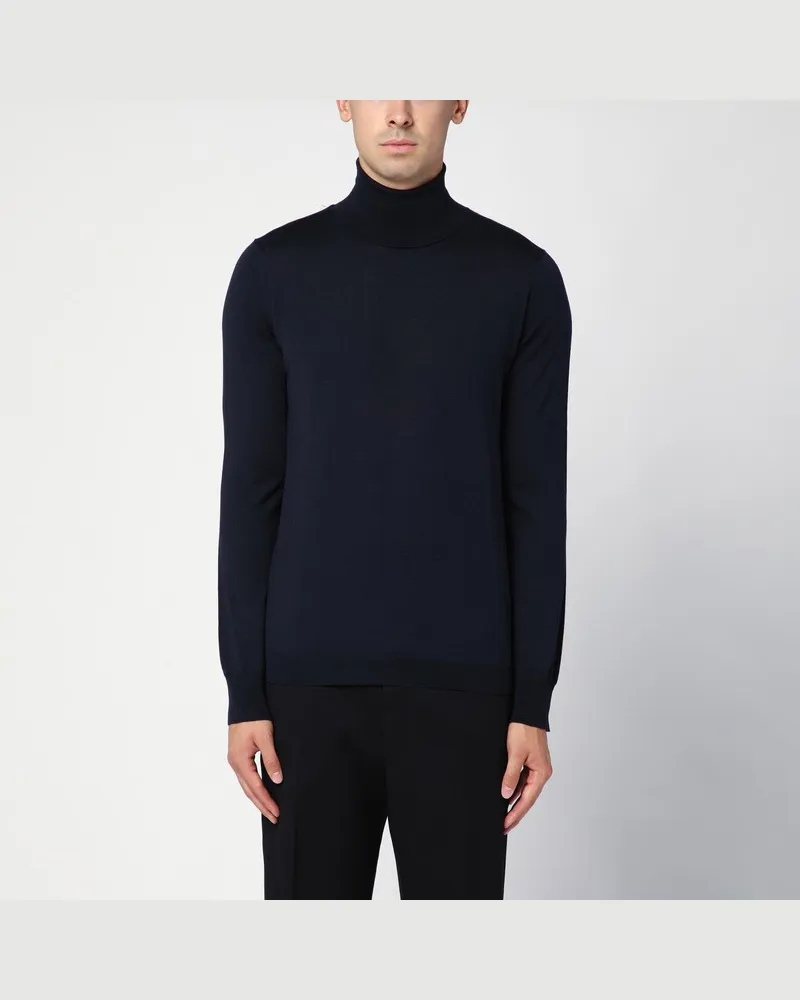 Maison Margiela Marineblauer Pullover mit Stehkragen aus Wolle Blau