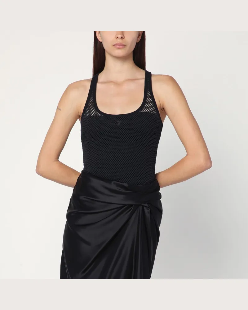 Courrèges Schwarzes Netz-Top aus Baumwolle Schwarz