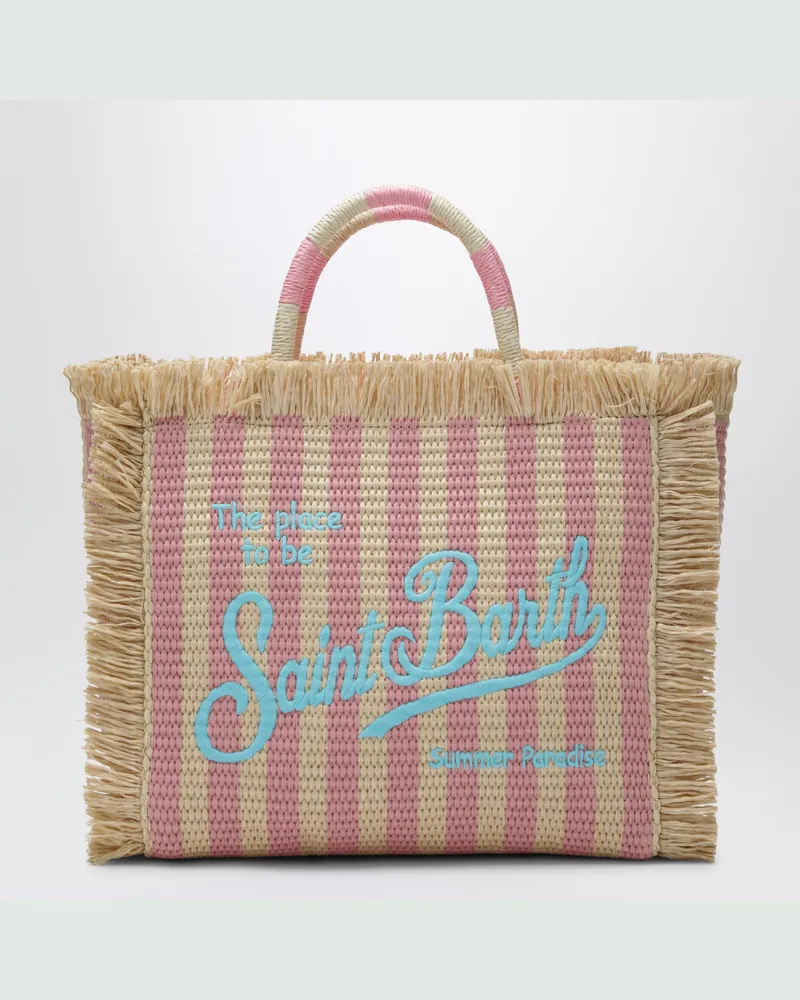 MC2 Saint Barth Colette Tasche aus gestreiftem Stroh-Optik-Stoff Light