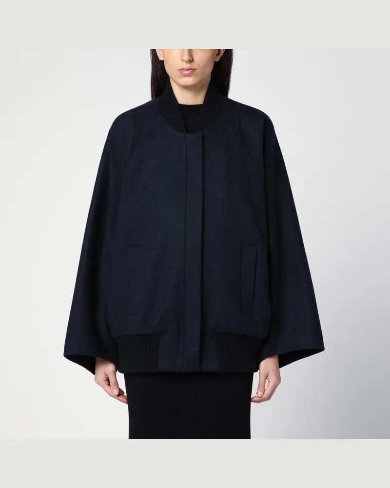 Max Mara Blaue Cape-Bomberjacke aus Kaschmir Blau