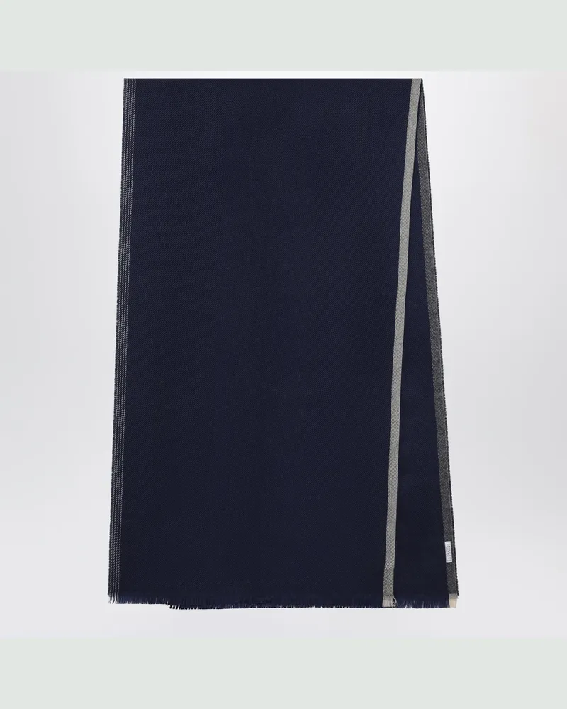 Brunello Cucinelli Schal aus Wolle und Kaschmir in Blau/Braun/Grau Multicolor