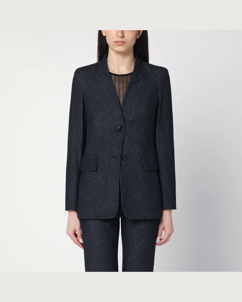 Max Mara Mitternachtsblaue Jacke aus Baumwolle Denim-Effekt Blau