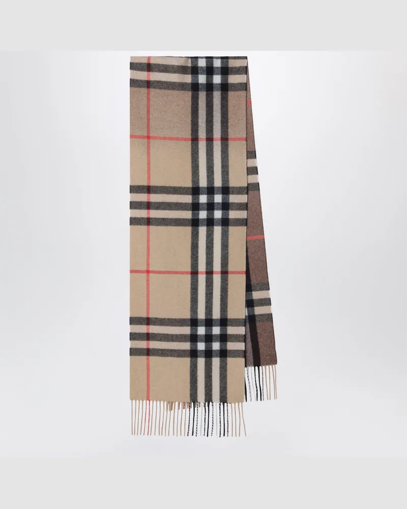 Burberry Schal Check mit Farbverlauf in Beige aus Kaschmir Beige
